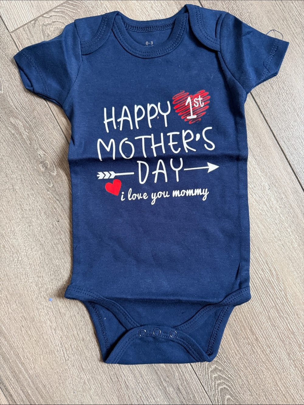 Navy "Happy Mother's Day" Baby One-Piece Bodysuit